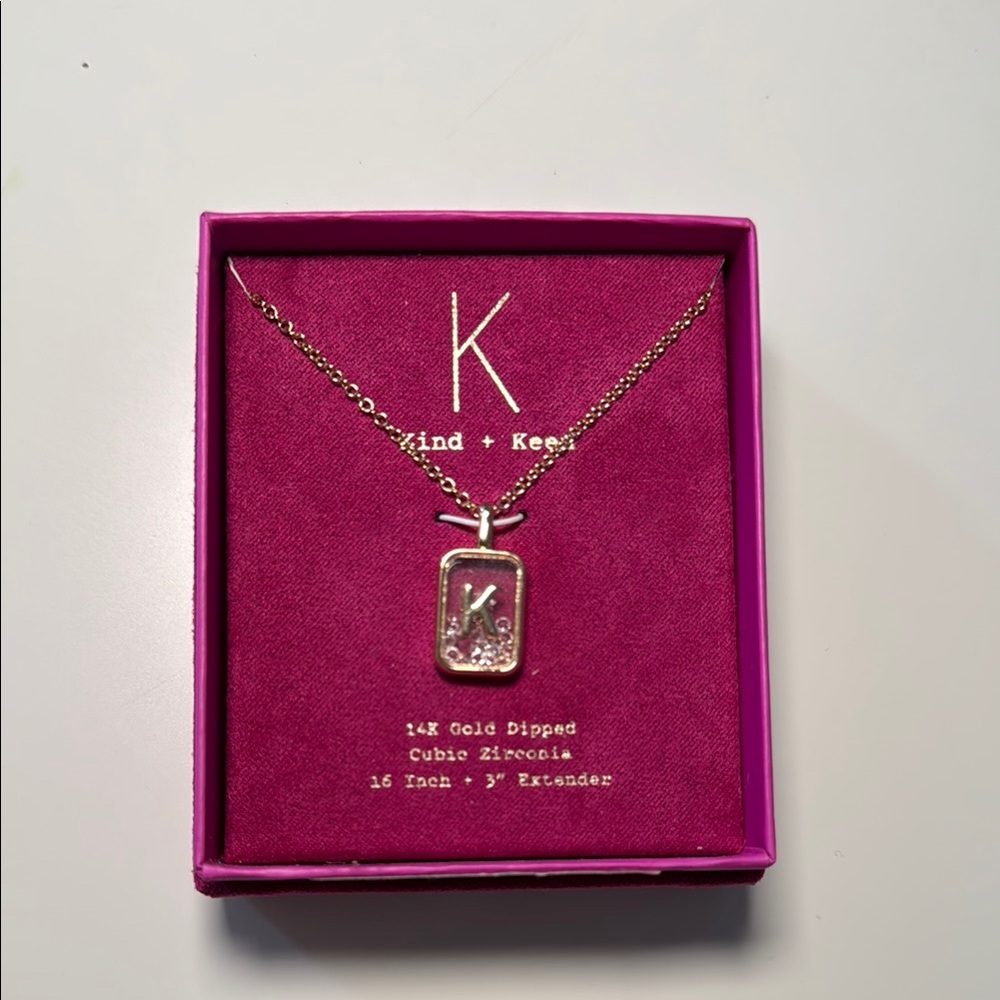 New! a new day Letter K Necklace Gold Dipped 14K